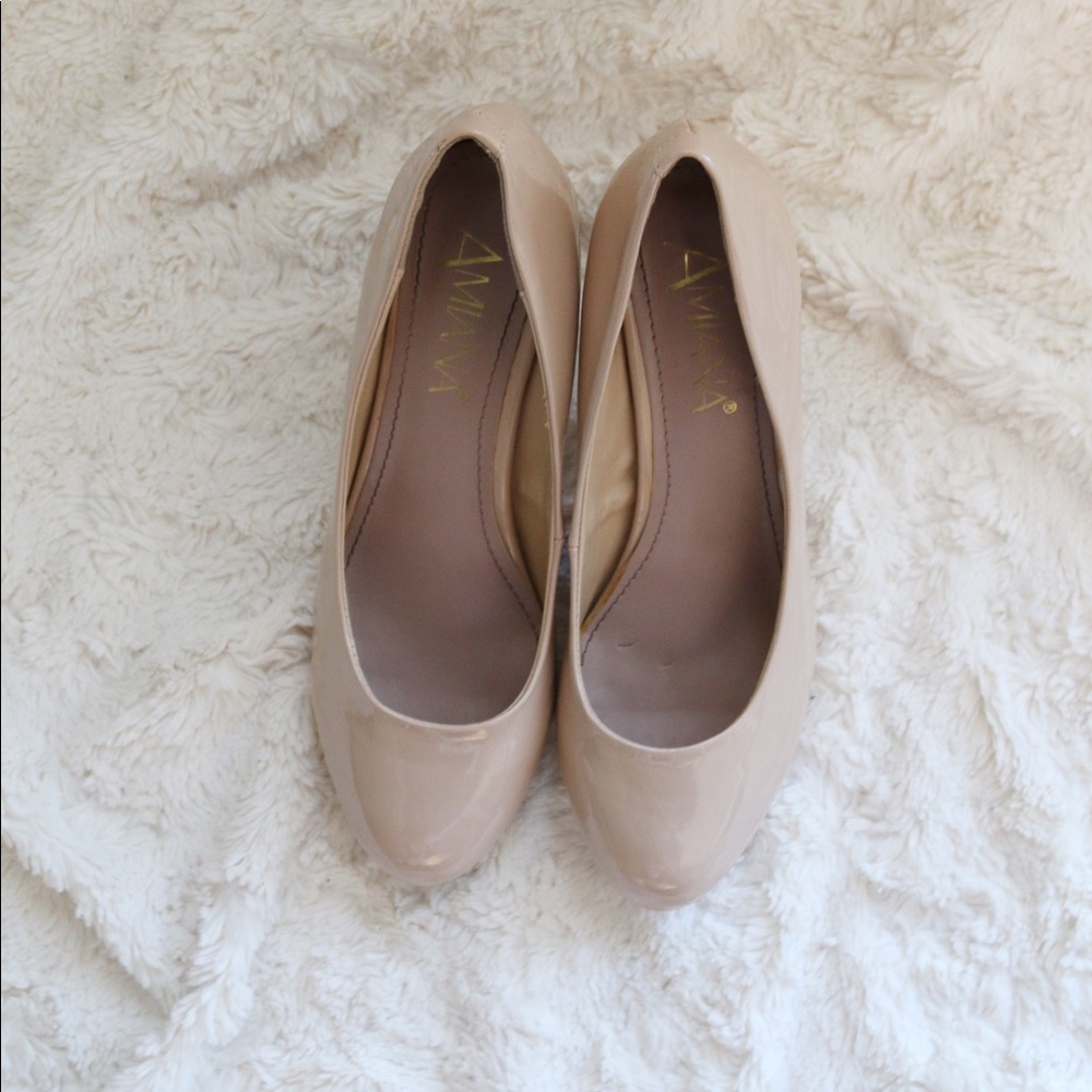 Amiana Nude Patent Platform Pumps 8 - Picture 3 of 8